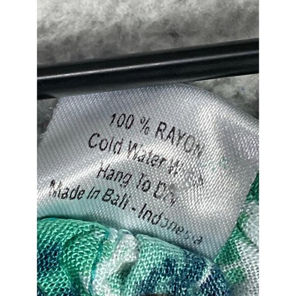 Island Planet‎ Green White Ikat Rayon Halter Dress Made in Bali Size M - Picture 10 of 10